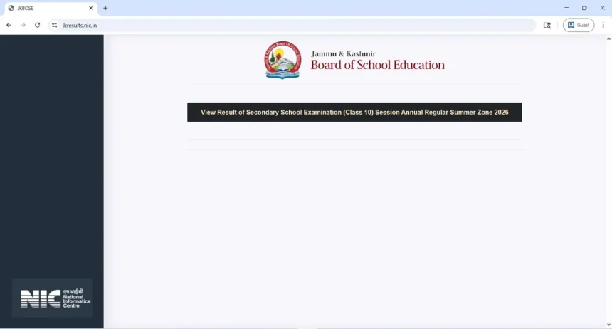 JKBOSE Class 10 Result 2026