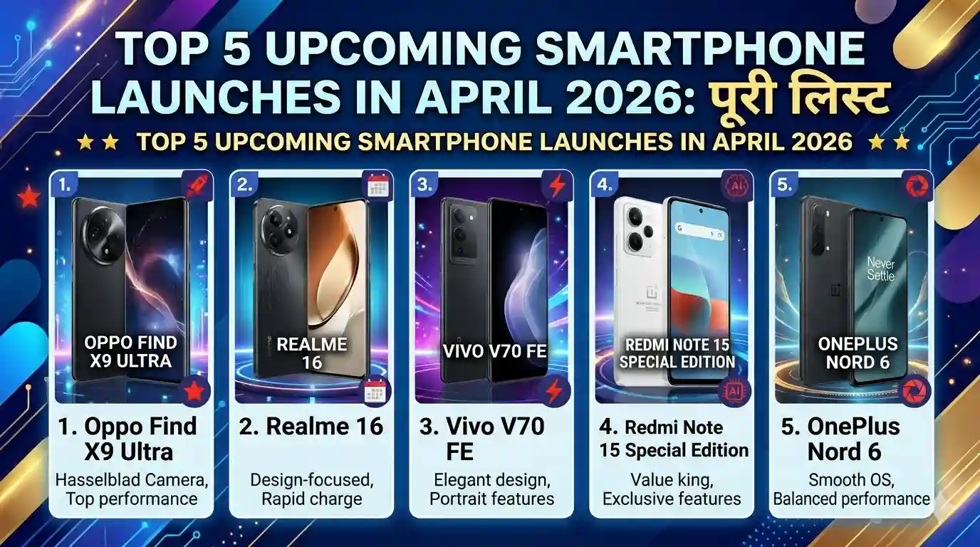 Top 5 Upcoming Smartphone Launches in April 2026